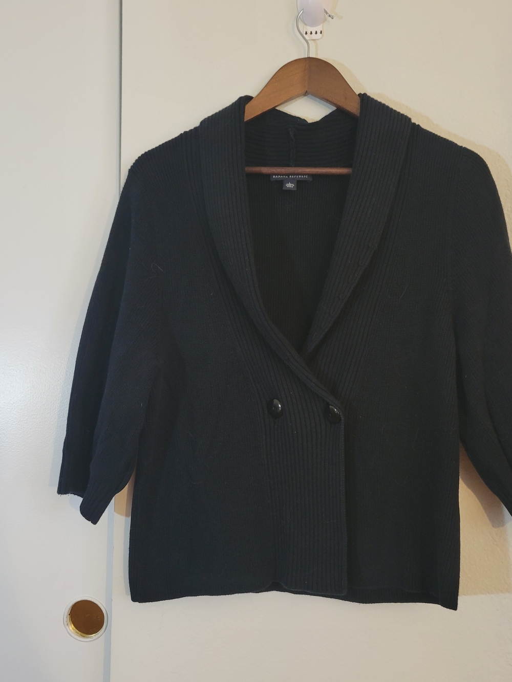 Banana Republic Black Knit Cardigan with Label Detail 90 % Cotton